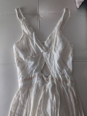 Flowy Ivory Textured Midi Dress